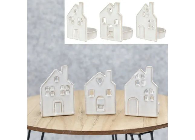 Kerzenhaus-Halter, 3er-Pack, ca. 10cmH - Verleihen Sie Ihrem Raum mit bezauberndem Glanz Atmosphäre TK Gruppe® Grosshandel 