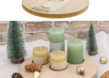 Kerzentablett Advent, 32 cm Durchmesser – Stilvoller Tischschmuck | Rustikaler Kerzenhalter TK Gruppe® Grosshandel 