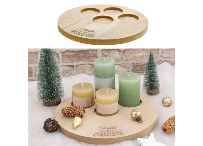 Kerzentablett Advent, 32 cm Durchmesser – Stilvoller Tischschmuck | Rustikaler Kerzenhalter TK Gruppe® Grosshandel 