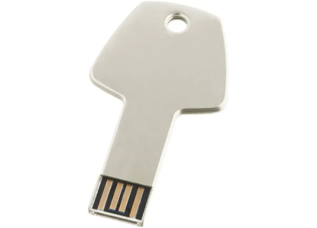Key-Shaped USB Flash Drive - Silver - 1 GB Compact USB Memory Stick - Metallic Silver - 1 GB TK Gruppe® Grosshandel 
