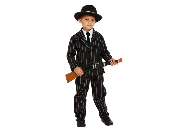 Kinder Gangster Kostüm Schwarz: Kleine Größe 4-6 Jahre, Klassisches Mafia-Outfit Für Kinder TK Gruppe® Grosshandel 