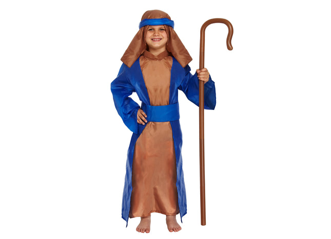 Kinder Hirtenkostüm Blau, Groß (10-12 Jahre) – Krippenspiel Verkleidung TK Gruppe® Grosshandel 