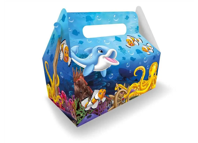 Kinder Lunch Box Meer 23x23x12cm: Niedliche und praktische Lunchbox mit Meeresmotiv für Schule und Unterwegs. Ideal für kleine Abenteurer TK Gruppe® Grosshandel 