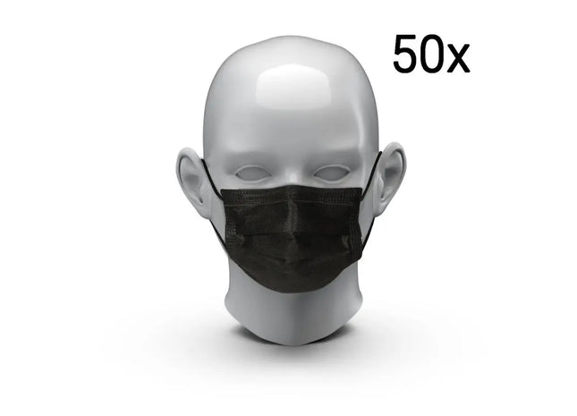 Kinder Medizin-Masken, 50er Set, Schwarz, Einweg, 3-lagig TK Gruppe® Grosshandel 