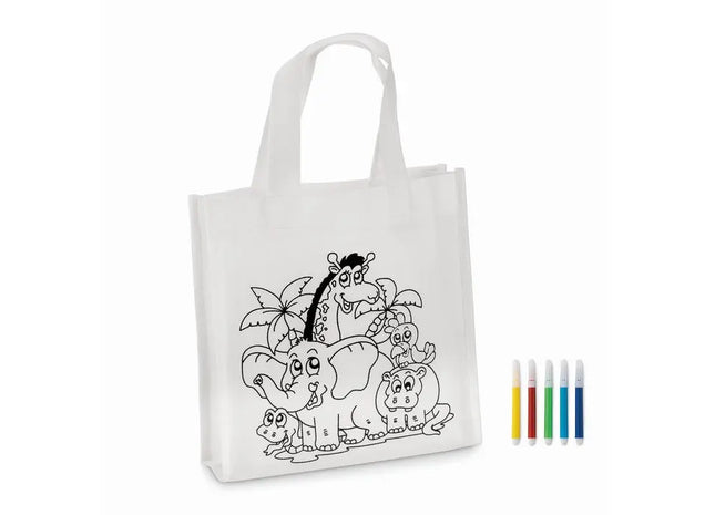 Kinder Shopping Tasche SHOOPIE - Weiß, Praktische Einkaufstasche für Kinder TK Gruppe® Grosshandel 