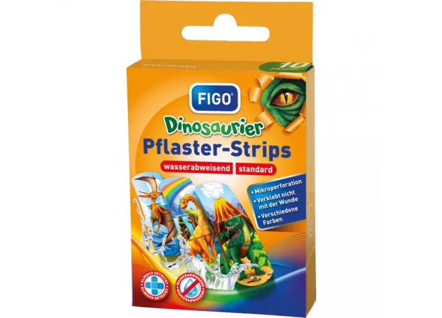 Kinder Wundpflaster, 10 Streifen mit Dinosaurier-Motiv - Spaßige & farbenfrohe Erste Hilfe TK Gruppe® Grosshandel 