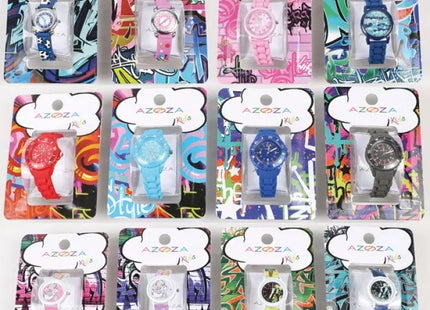 Kinderarmbanduhren-Set, 12-fach sortiert – Bunte Designs für Kinder TK Gruppe® Grosshandel 