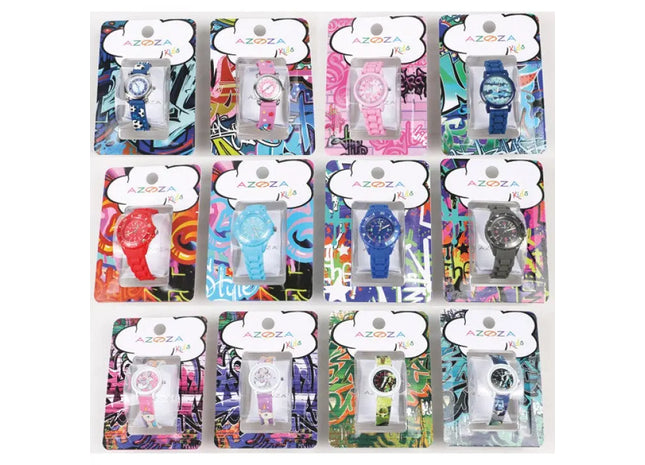 Kinderarmbanduhren-Set, 12-fach sortiert – Bunte Designs für Kinder TK Gruppe® Grosshandel 