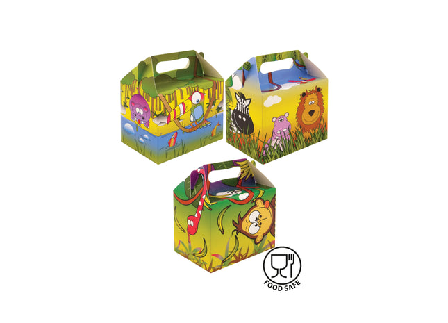 Kinderfreundliche Lunchbox im Dschungel-Design, 14 L x 9,5 B x 12 H cm, 3 Sorten Muster TK Gruppe® Grosshandel 