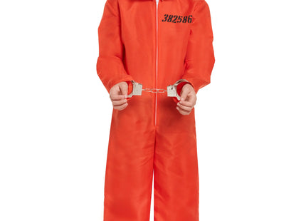 Kindergefangene-Kostüm Overall Orange, Größe 4-6 Jahre, Halloween Fasching Verkleidung TK Gruppe® Grosshandel 