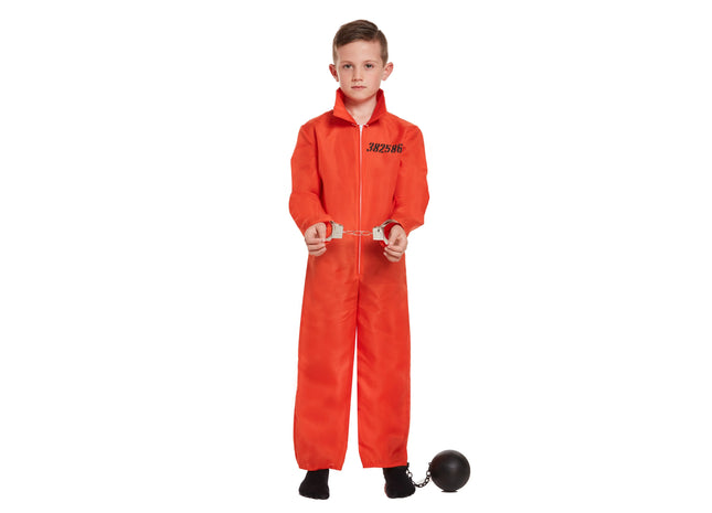 Kinderkostüm Gefangener Overall Orange, Medium, 7-9 Jahre TK Gruppe® Grosshandel 