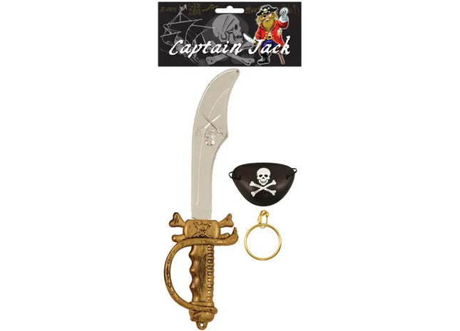 Kinderpiratenkostüm 37,5 cm mit Augenklappe & Ohring - Piratenkostüm Zubehör TK Gruppe® Grosshandel 