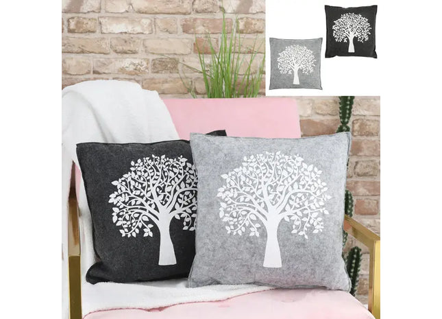 Kissen Filz Lebensbaum, ca. 38x38 cm, 2er-Set – Stilvolle Filzkissen | Moderne Boho-Deko TK Gruppe® Grosshandel 