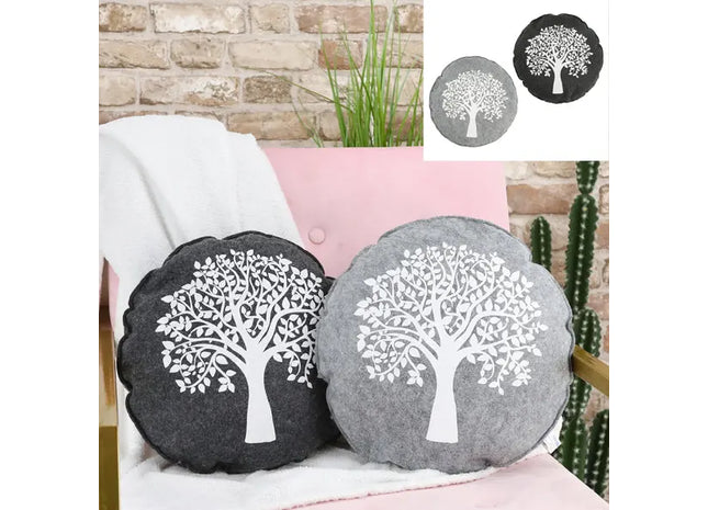Kissen Filz Lebensbaum, ca. 40 cm Durchmesser, 2er-Set – Deko-Filzkissen | Stilvolle Boho-Deko TK Gruppe® Grosshandel 