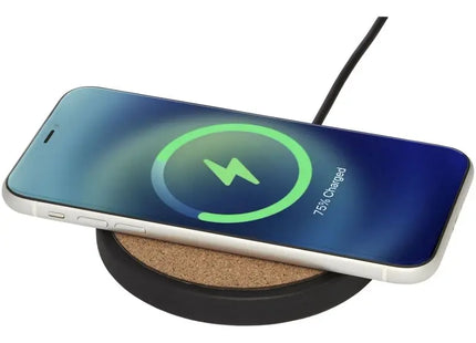 Kivi 10W kabelloses Ladepad, Schwarz-Natur, Kalkstein & Kork, effizient & stilvoll TK Gruppe® Grosshandel 