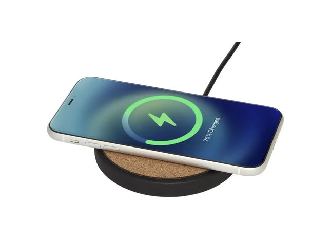 Kivi 10W kabelloses Ladepad, Schwarz-Natur, Kalkstein & Kork, effizient & stilvoll TK Gruppe® Grosshandel 