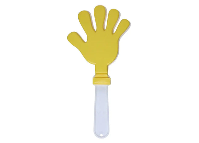 Klapperhand in Weiß und Gelb – Lärmendes Accessoire für Fans TK Gruppe® Grosshandel 