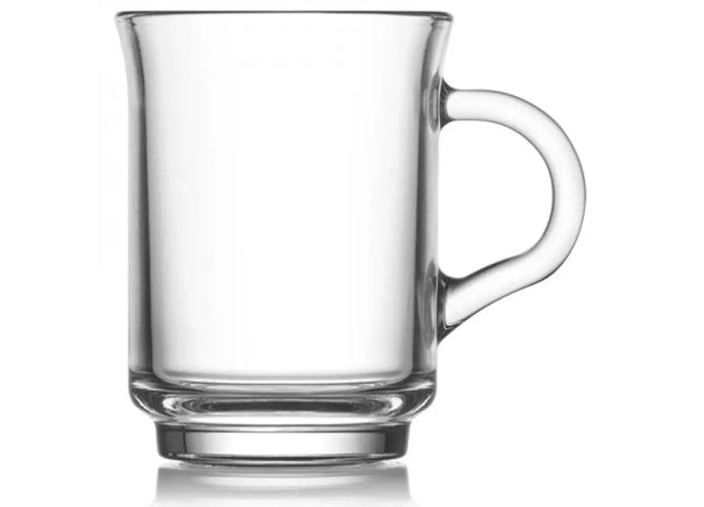 Klare Glas-Tasse mit Henkel, 250ml, 9x7cm - Stilvolles und Robustes Trinkgefäß TK Gruppe® Grosshandel 