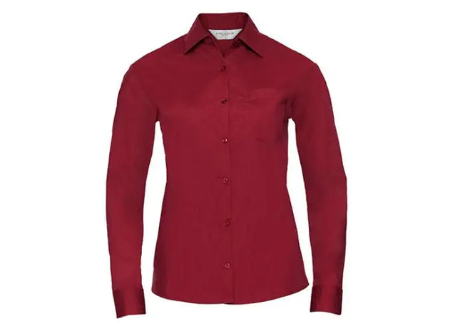 Klassische Damenbluse Langarm aus Poly-Baumwolle, für Büro & Alltag TK Gruppe® Grosshandel 