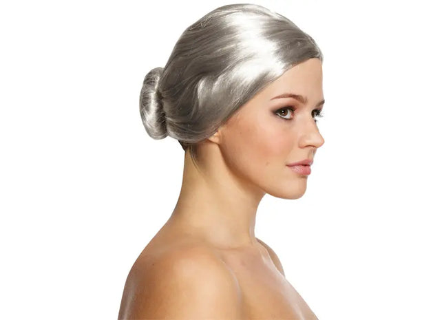 Klassische Damenperücke Grau, Hochwertige Alte Dame Synthetik Haar, 150G TK Gruppe® Grosshandel 
