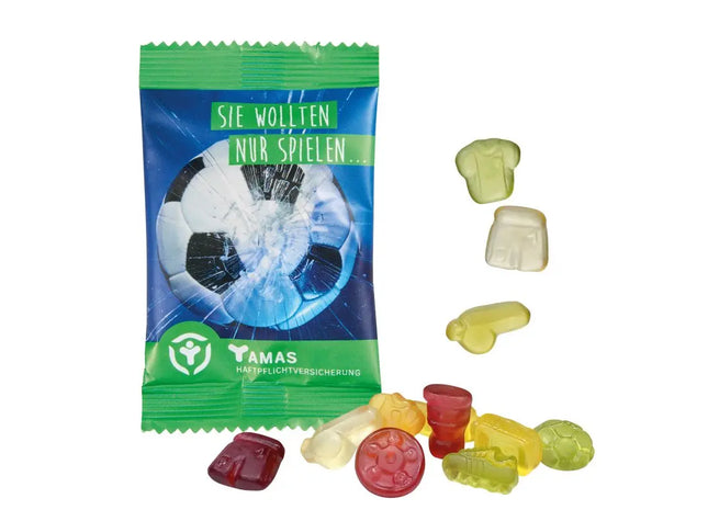Klassische Fruchtgummis 15g in bedrucktem Tütchen, ideal für Promotions TK Gruppe® Grosshandel 