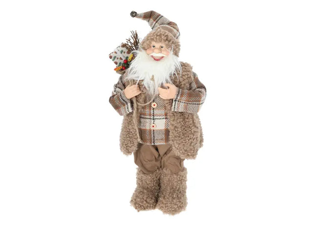 Klassische Weihnachtsmann-Figur, Stehend, Braun, 86 cm, Traditionelle Weihnachtsdeko TK Gruppe® Grosshandel 