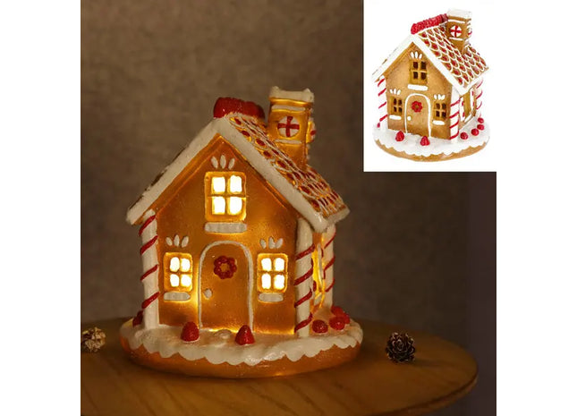 Klassisches LED Lebkuchenhaus – Leuchtende Weihnachtsdekoration, ca. 21x23cm, Festliche Beleuchtung TK Gruppe® Grosshandel 