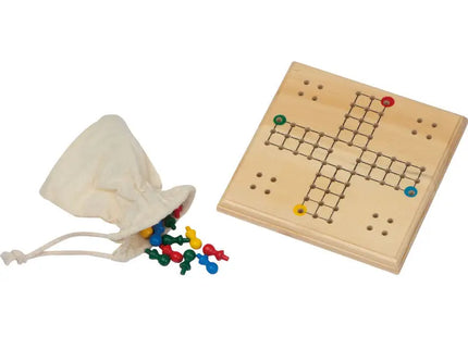 Klassisches LUDO Brettspiel aus Holz in Braun - Zeitloser Familienspaß TK Gruppe® Grosshandel 