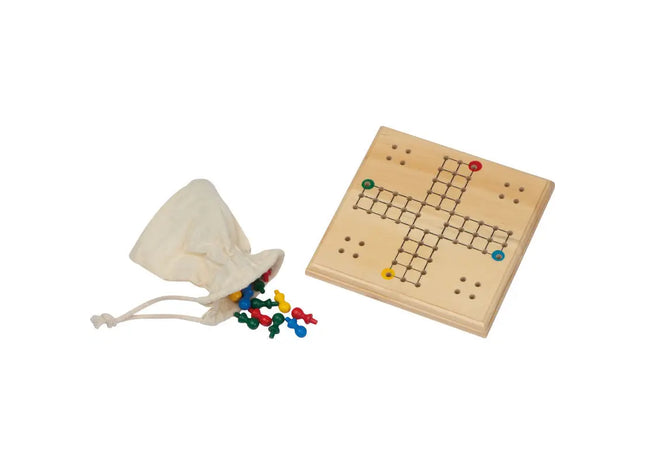 Klassisches LUDO Brettspiel aus Holz in Braun - Zeitloser Familienspaß TK Gruppe® Grosshandel 