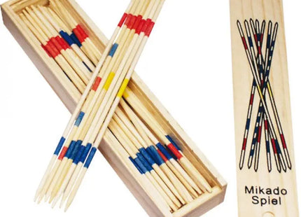 Klassisches Mikado-Spiel in edler Holzbox, 19.5x4.5cm - Zeitloser Spielspaß TK Gruppe® Grosshandel 