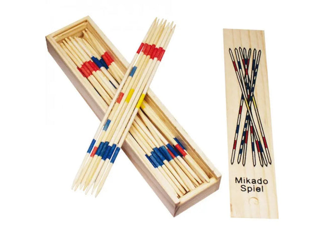 Klassisches Mikado-Spiel in edler Holzbox, 19.5x4.5cm - Zeitloser Spielspaß TK Gruppe® Grosshandel 