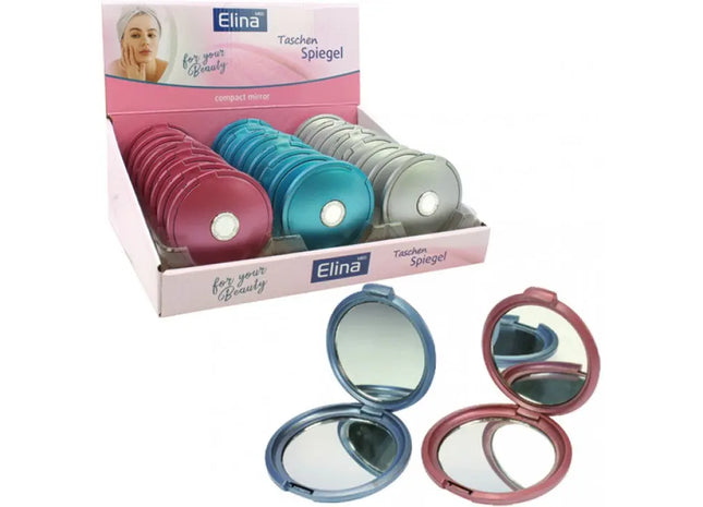 Klein, zusammenklappbarer Taschenspiegel, 7,5 cm Durchmesser, rund, in 3 Farben sortiert TK Gruppe® Grosshandel 