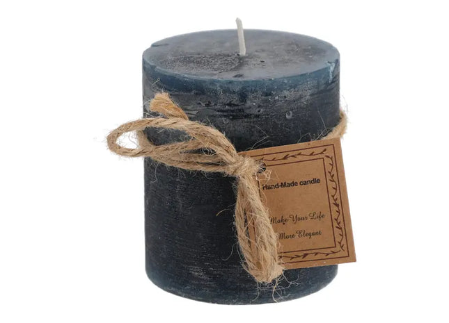 Kleine Blaue Gefrostete Stumpenkerze, Texturierter Stil, 7x8cm TK Gruppe® Grosshandel 