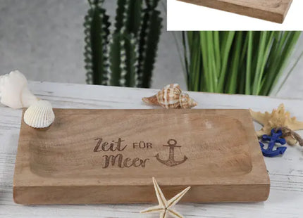 Kleine Deko-Platte 'Zeit für Meer', Mango-Farbe, 30x15 cm – Maritimes Flair TK Gruppe® Grosshandel 