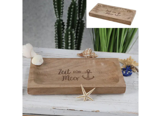 Kleine Deko-Platte 'Zeit für Meer', Mango-Farbe, 30x15 cm – Maritimes Flair TK Gruppe® Grosshandel 