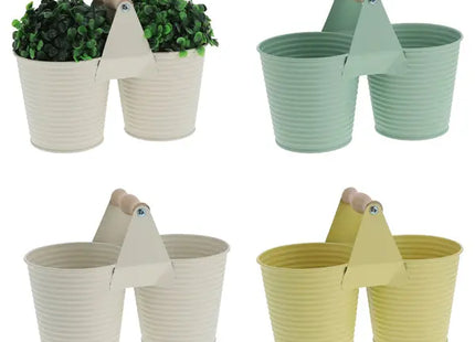 Kleine Doppel-Übertöpfe mit Rillen, 3er-Set, ca. 11x11cm - Elegantes Pflanzgefäß TK Gruppe® Grosshandel 