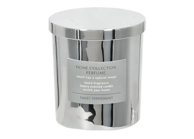 Kleine Duftkerze Sweet Peppermint, Silber, Höhe ca. 10cm - Frisches Ambiente TK Gruppe® Grosshandel 