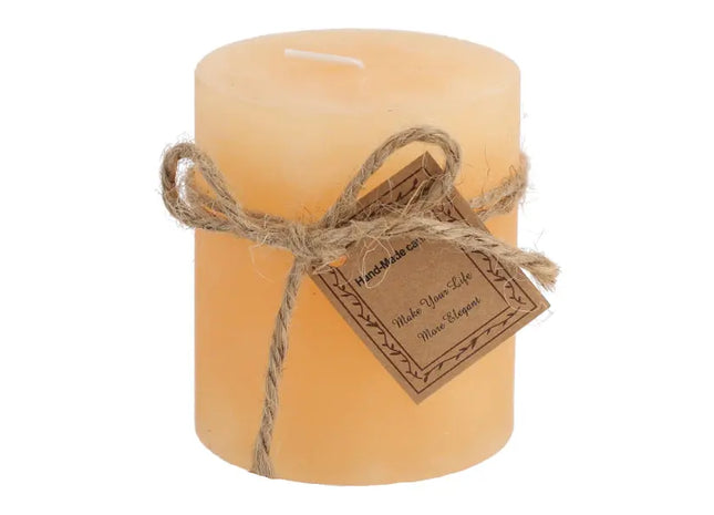 Kleine Gefrostete Stumpenkerze in Aprikose, Stilvolles Wohnaccessoire, 7x8 cm TK Gruppe® Grosshandel 