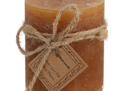 Kleine Gefrostete Stumpenkerze in Braun, Gemütliches Dekorelement, 7x8 cm TK Gruppe® Grosshandel 