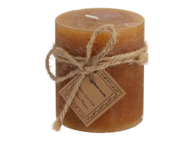 Kleine Gefrostete Stumpenkerze in Braun, Gemütliches Dekorelement, 7x8 cm TK Gruppe® Grosshandel 