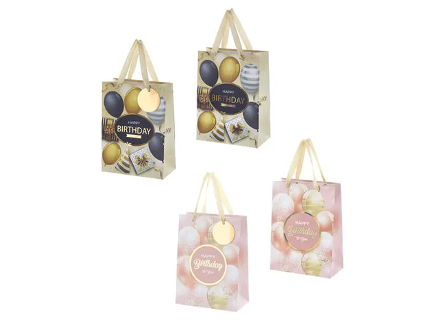 Kleine Geschenktüte 'Happy Birthday', 14 cm, 2er-Pack – Bunt & Festlich TK Gruppe® Grosshandel 