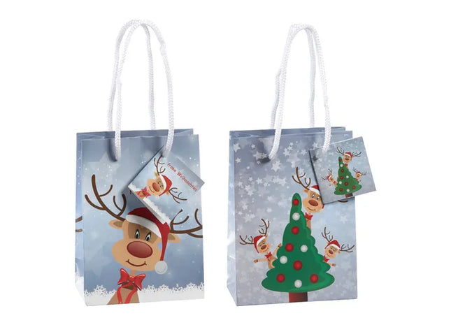 Kleine Geschenktüten Rentier Ole, 2er-Set, Ca. 14cm Hoch TK Gruppe® Grosshandel 