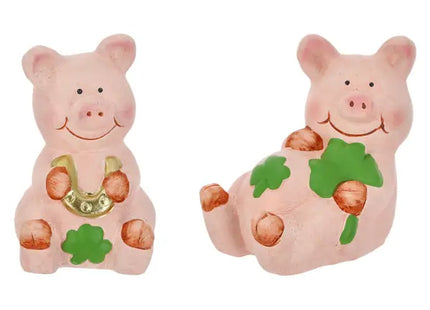Kleine Glücksschweine – 2er Set, Glücksbringer Figuren, Charmante Dekoration TK Gruppe® Grosshandel 