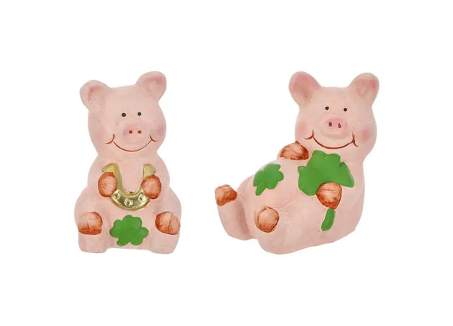 Kleine Glücksschweine – 2er Set, Glücksbringer Figuren, Charmante Dekoration TK Gruppe® Grosshandel 