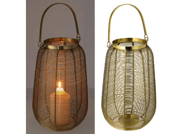 Kleine Goldene Laterne mit Strebenmuster, ca. 33 cm Höhe TK Gruppe® Grosshandel 