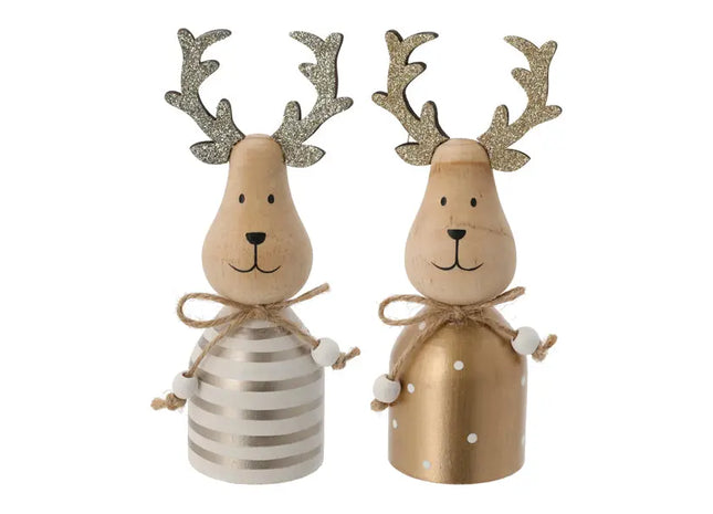 Kleine Holzhirsche, 2er-Set, Höhe ca. 16cm - Dekorative Figuren für den Tisch TK Gruppe® Grosshandel 