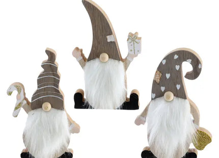 Kleine Holzwichtel, 17cm hoch, 3er-Set - Niedliche Dekofiguren TK Gruppe® Grosshandel 