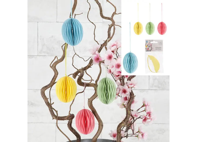 Kleine Honeycomb Osterei Hänger, 4er-Set, ca. 8cm Hoch TK Gruppe® Grosshandel 