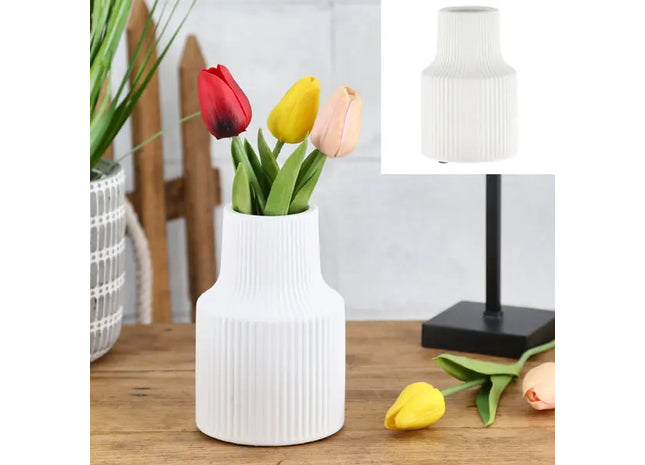 Kleine Keramikvase in Mattweiß, 9x14cm - Modernes Tischdekor TK Gruppe® Grosshandel 