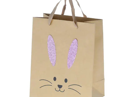 Kleine Kraftpapier Geschenktasche Hase, 3D-Design, ca. 24cm Höhe, Oster-Geschenktüte TK Gruppe® Grosshandel 